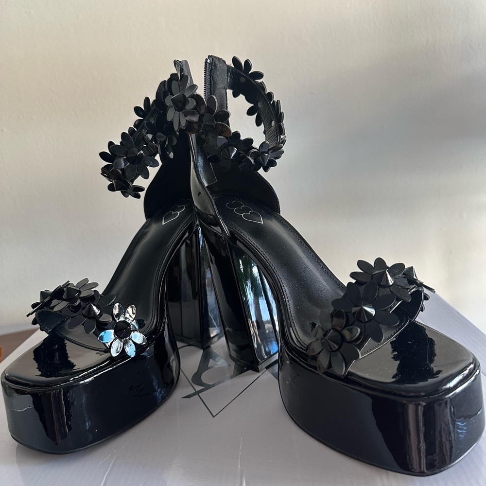 Koi Black Floral Platform Heels